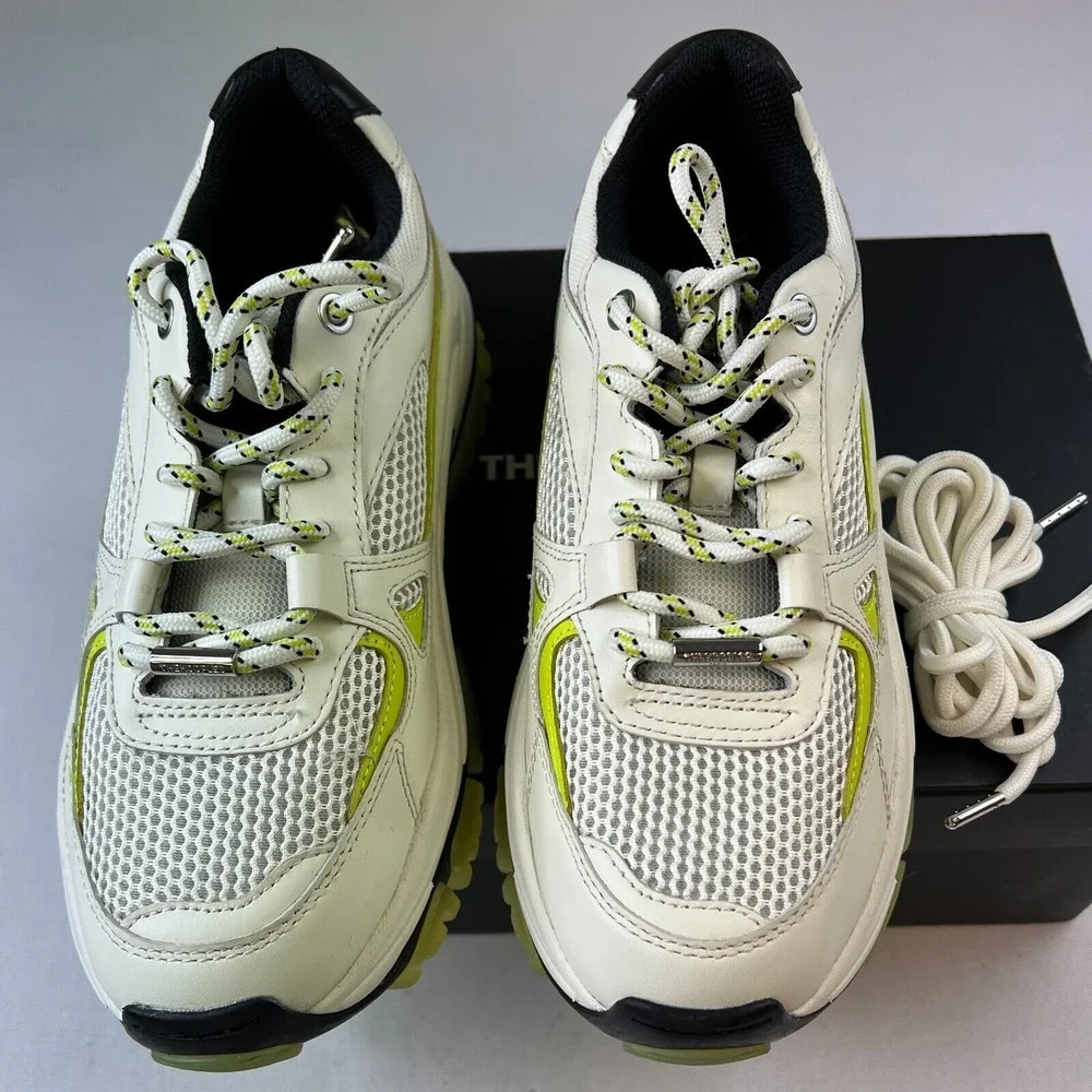 The Kooples Womens Bicolore Platform Sneakers White Leather Lace-Up Shoes 6.5/39